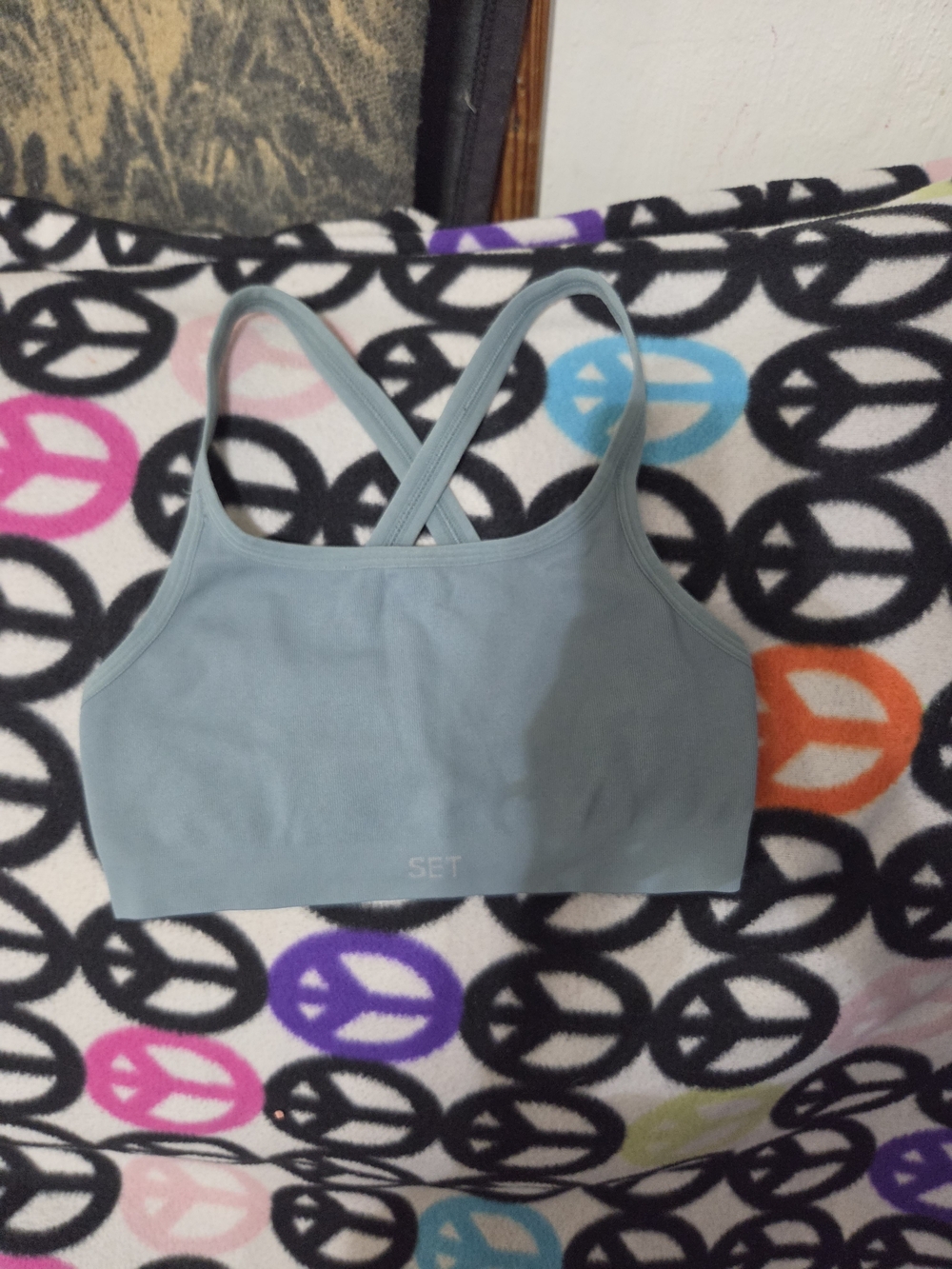 SET Active Crossback Sports Bra in Dusty Blue